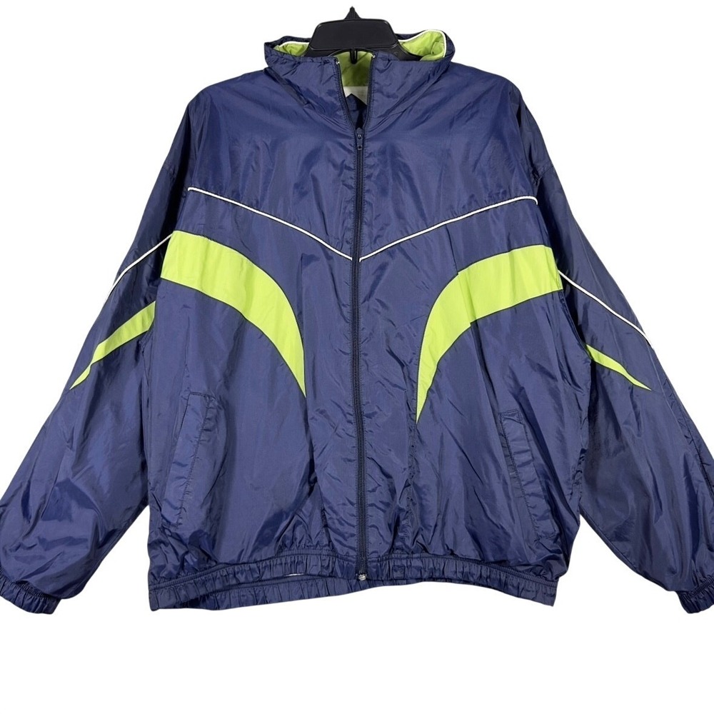 VINTAGE Y2K Carolina Colours Windbreaker Jacket Women XL Blue Green‎ Colorblock
